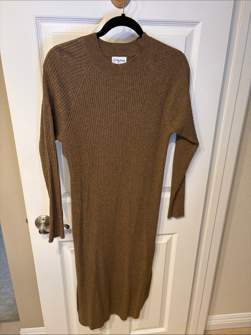 The Drop Men's Ribbed Crewneck Sweater Dress - Tan